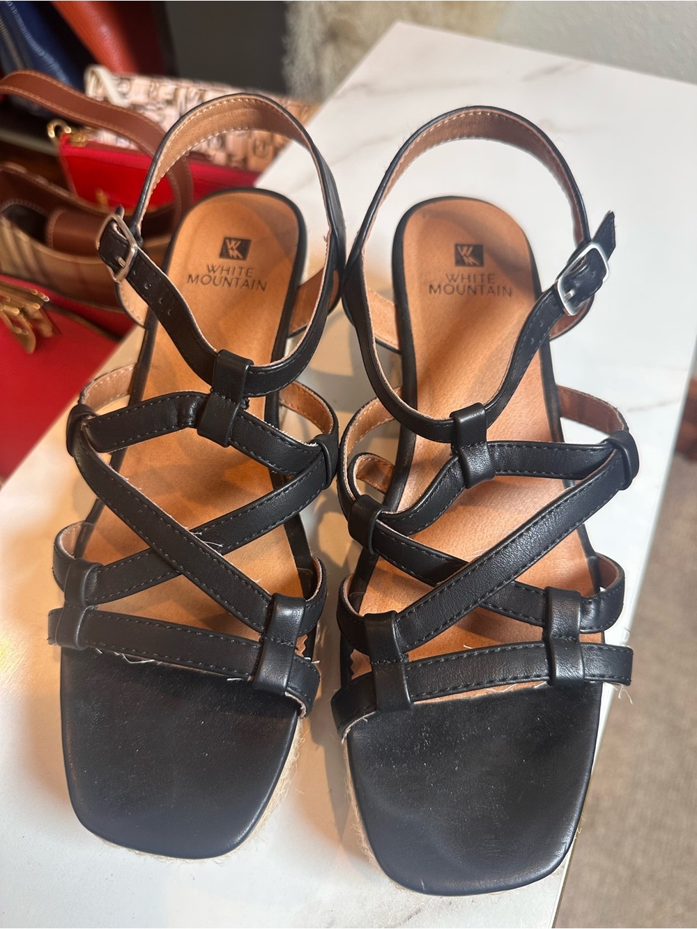 White Mountain Wedge Sandals